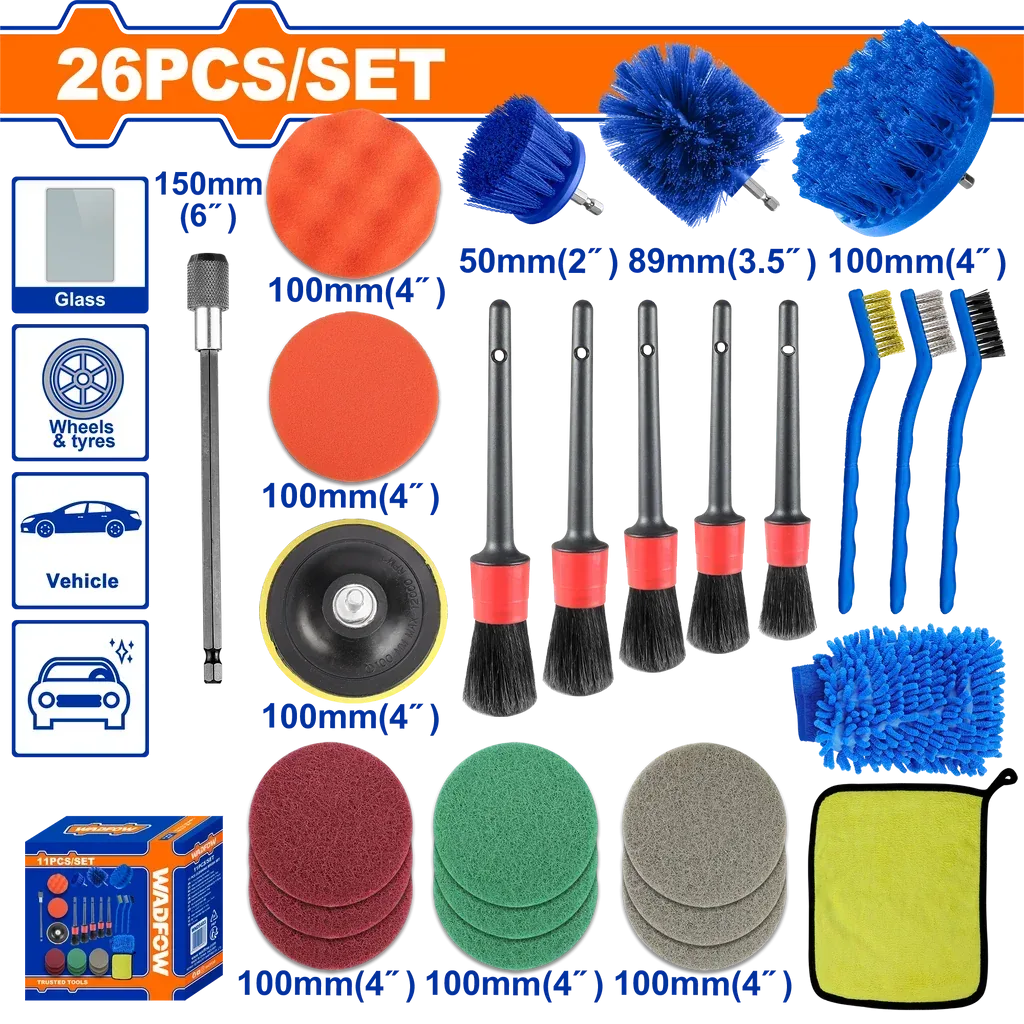 SET DE CEPILLOS DE LIMPIEZA 26 PZAS WADFOW