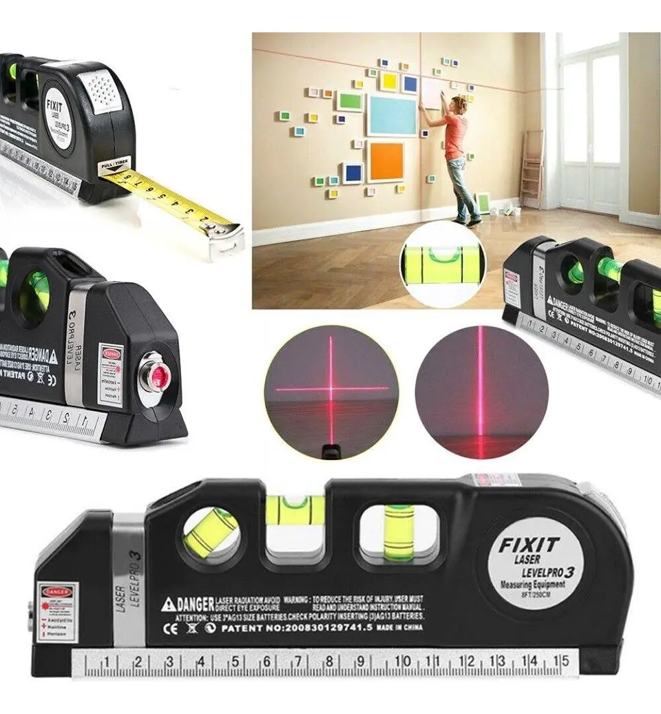Nivelador laser profesional con cinta metrica 5 en 1 