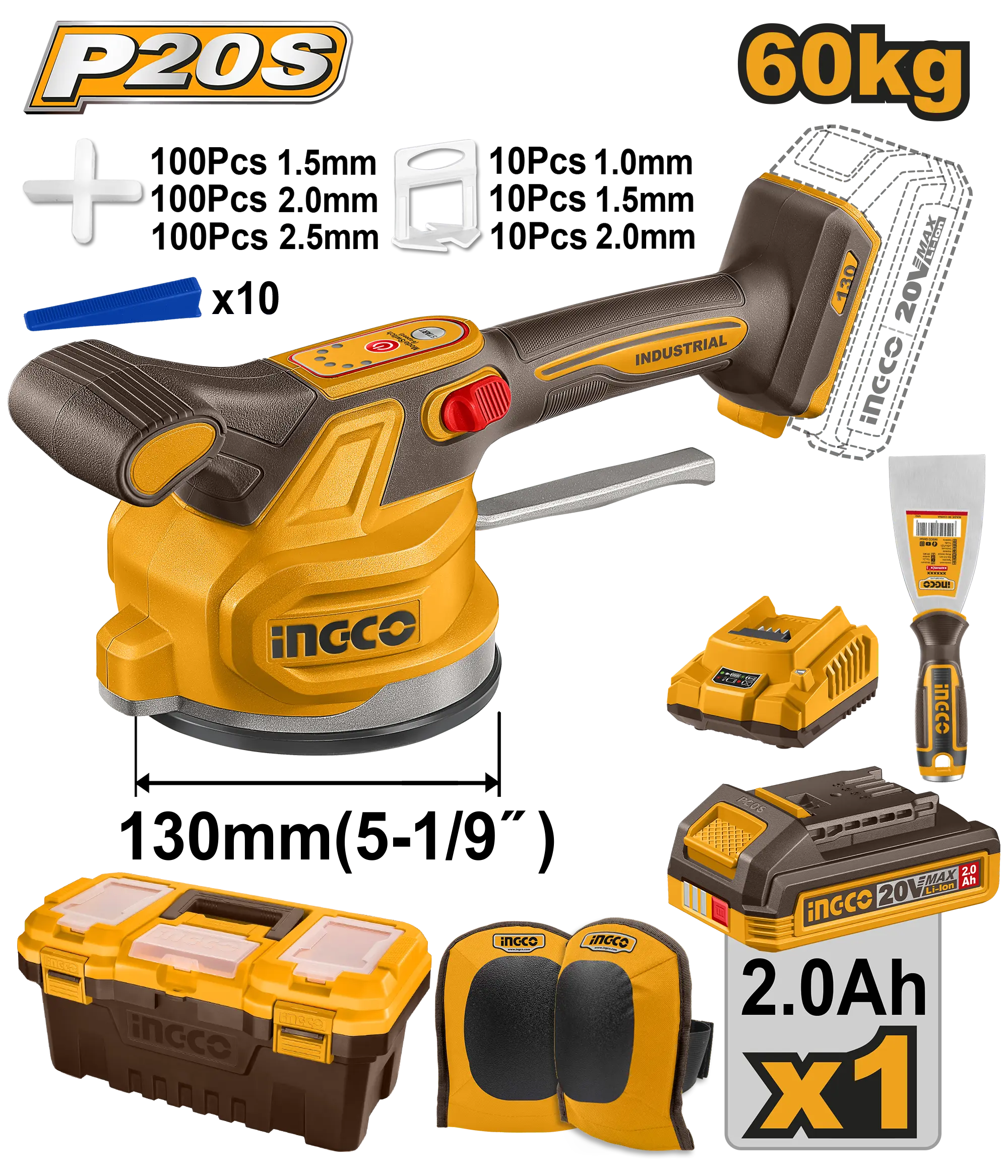KIT DE VIBRADORA DE BALDOSA 20V INGCO