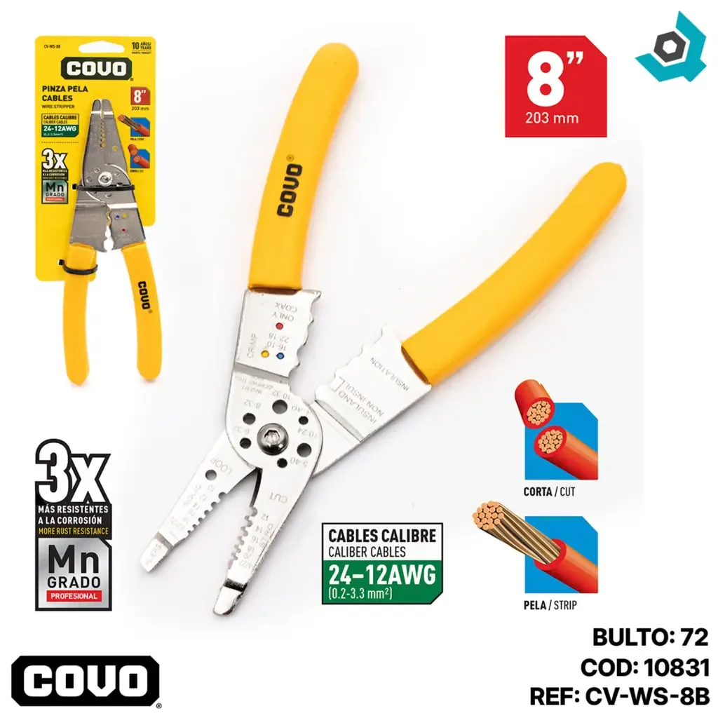 ALICATE PELA CABLE 8" COVO