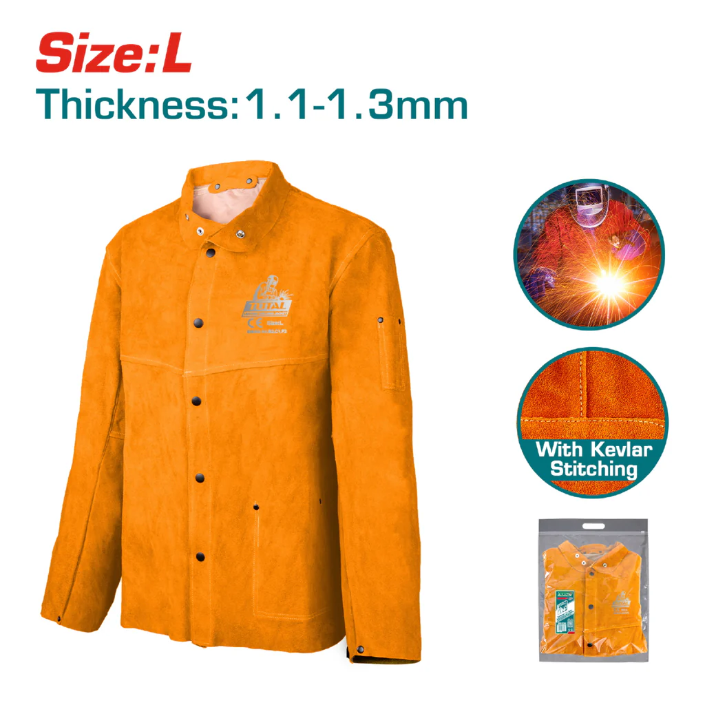 CHAQUETA DE CUERO PARA SOLDADOR TOTAL