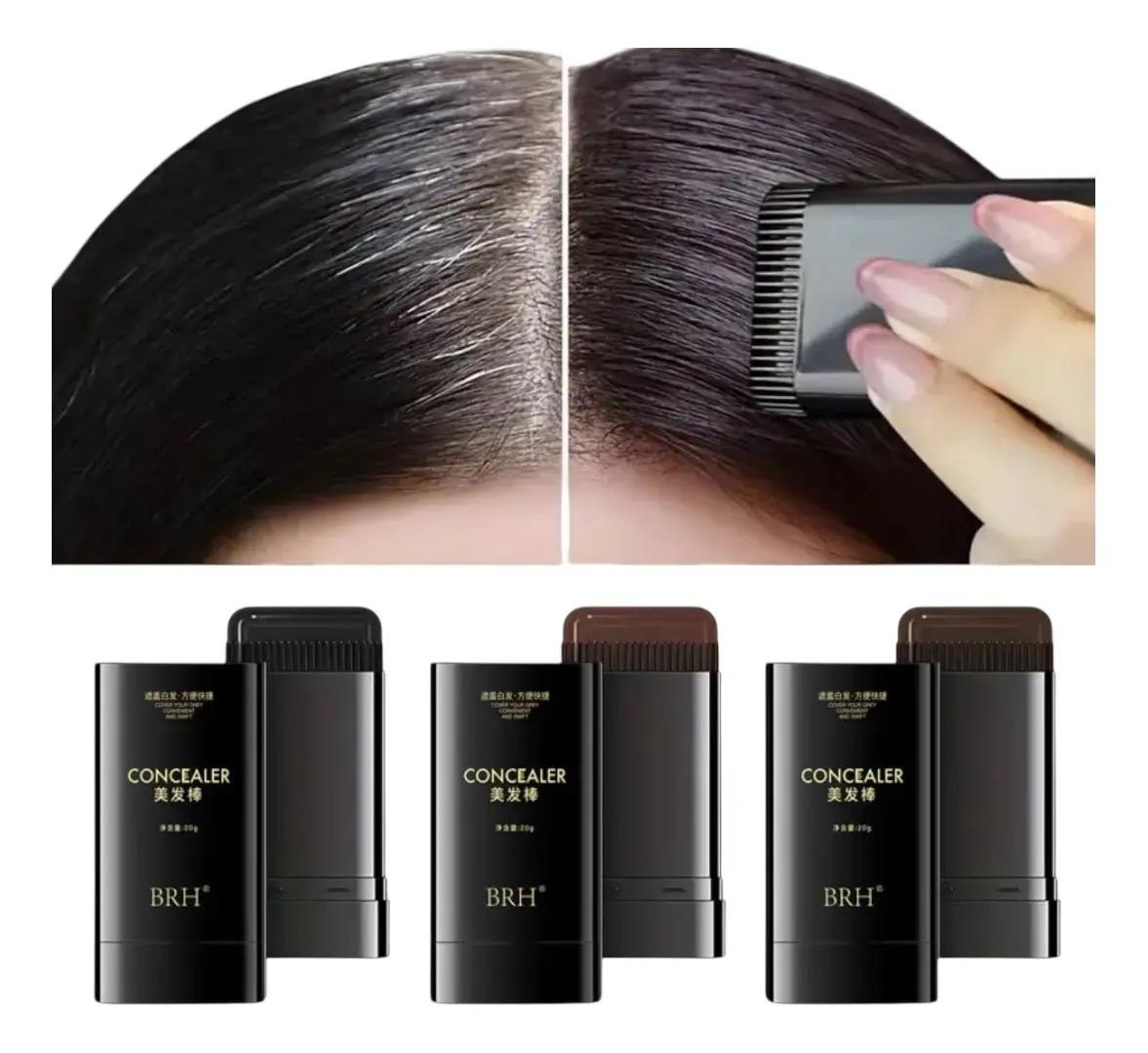 Tinte barra para cabello Cana con peine temporal resistente portatil NEGRO - CASTAÑO OSCURO - MARRON