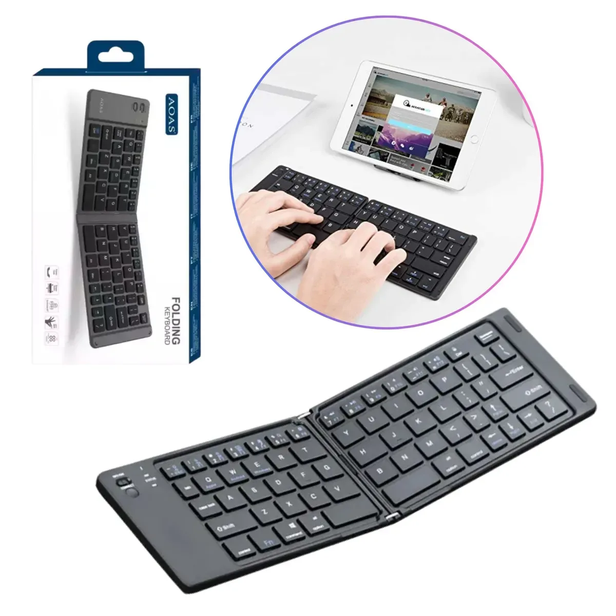 Teclado Bluetooth Plegable inalambrico portatil Ultra delgado
