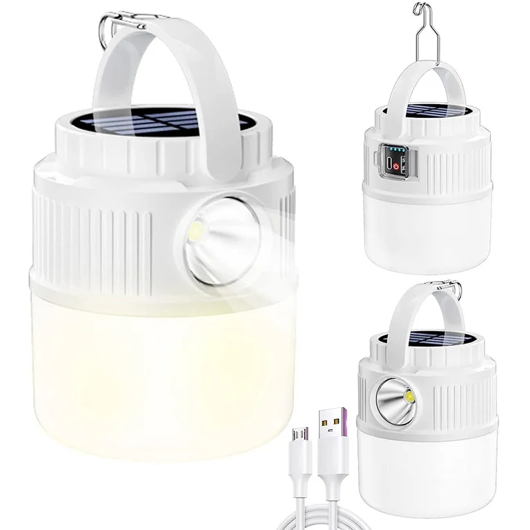 Lampara bombillo con Linterna Recargable USB y Panel solar