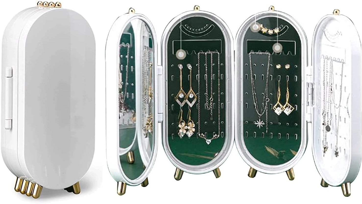 Organizador Joyero con espejo Plegable Zarcillos Joyas Collar