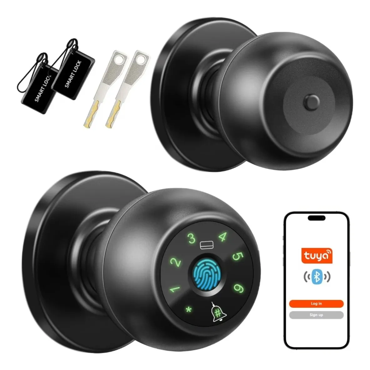 Cerradura inteligente puerta pomo 5 en 1 Digital Huella TuyaSmart/SmartLife