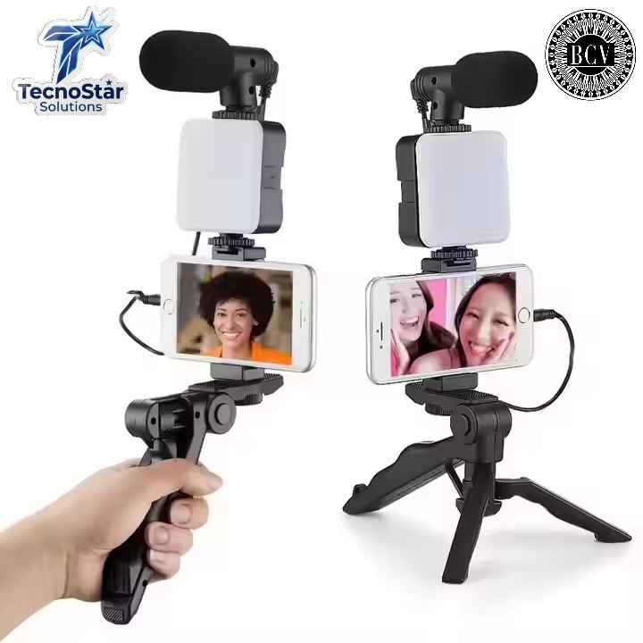 Mini Trípode, Micrófono Y Flash LED AY49, Con Soporte Para Transmisión En Vivo, Vlogging y Streaming