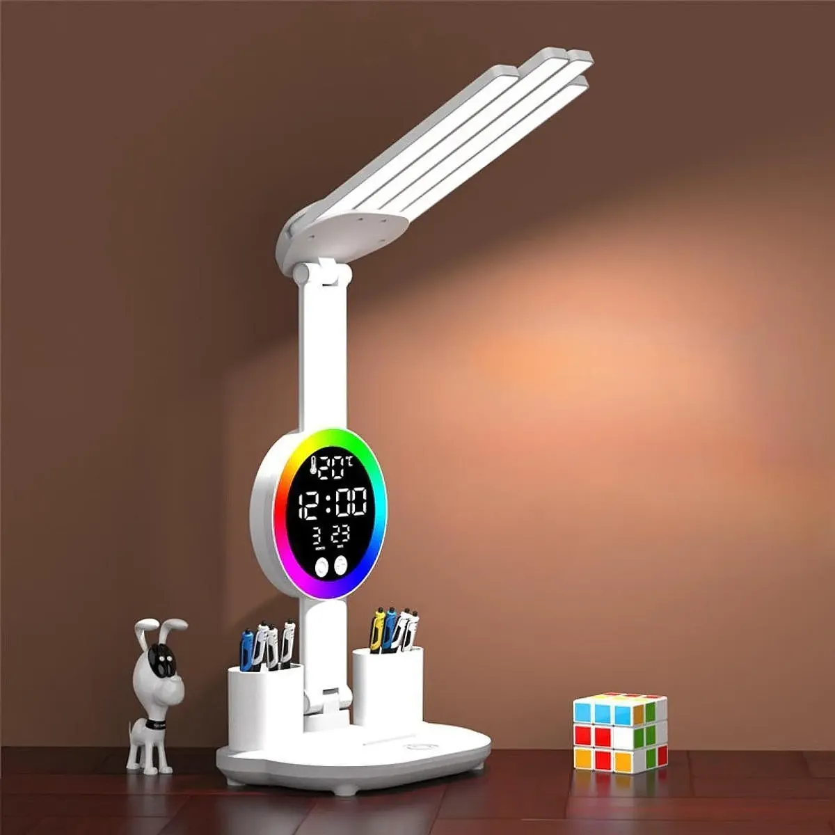 Lampara Led de mesa Multifuncional con Pantalla RGB 3 Tono de Luces