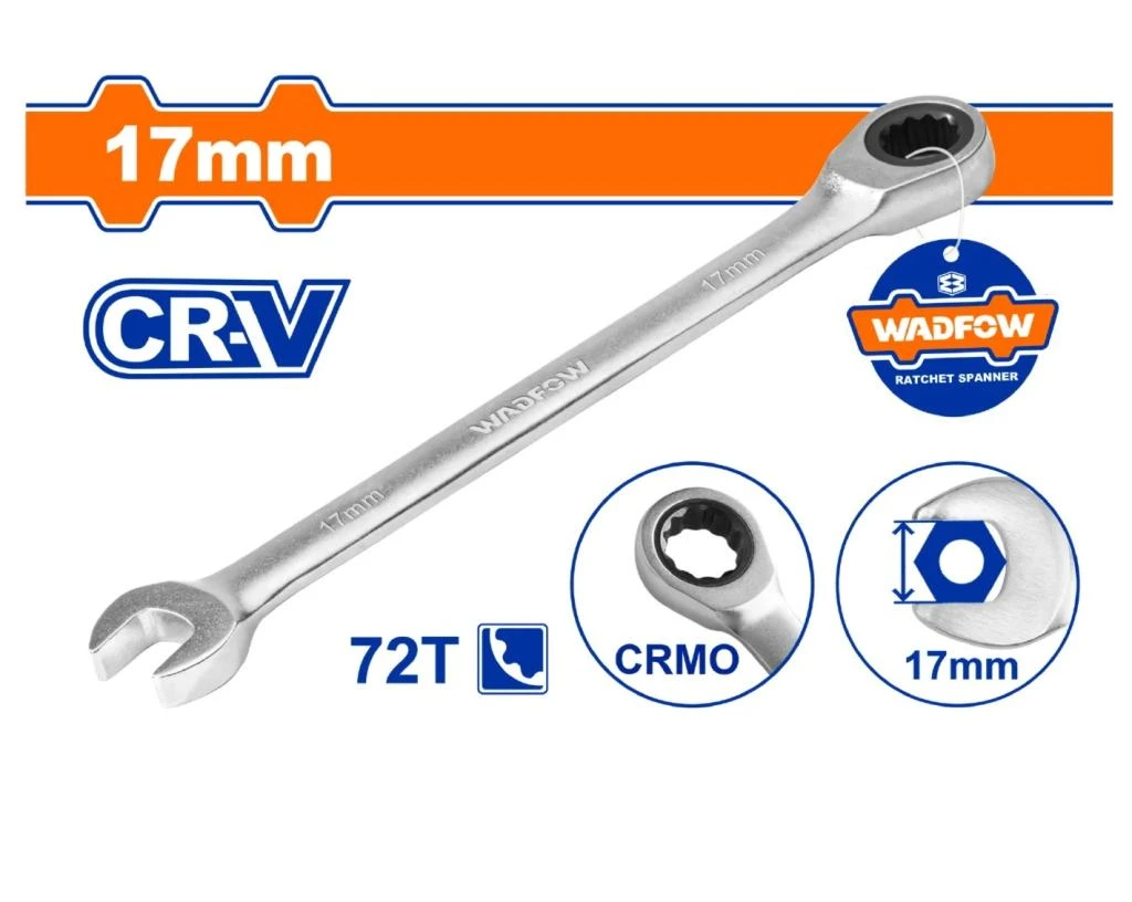 LLAVE COMBINADA CON RATCHET 17MM WADFOW