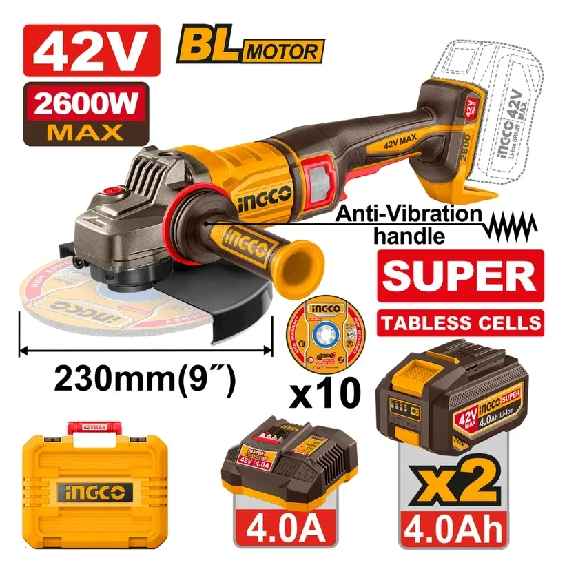 ESMERIL ANGULAR 5/8 INALAMBRICO 42V (2600W) INGCO