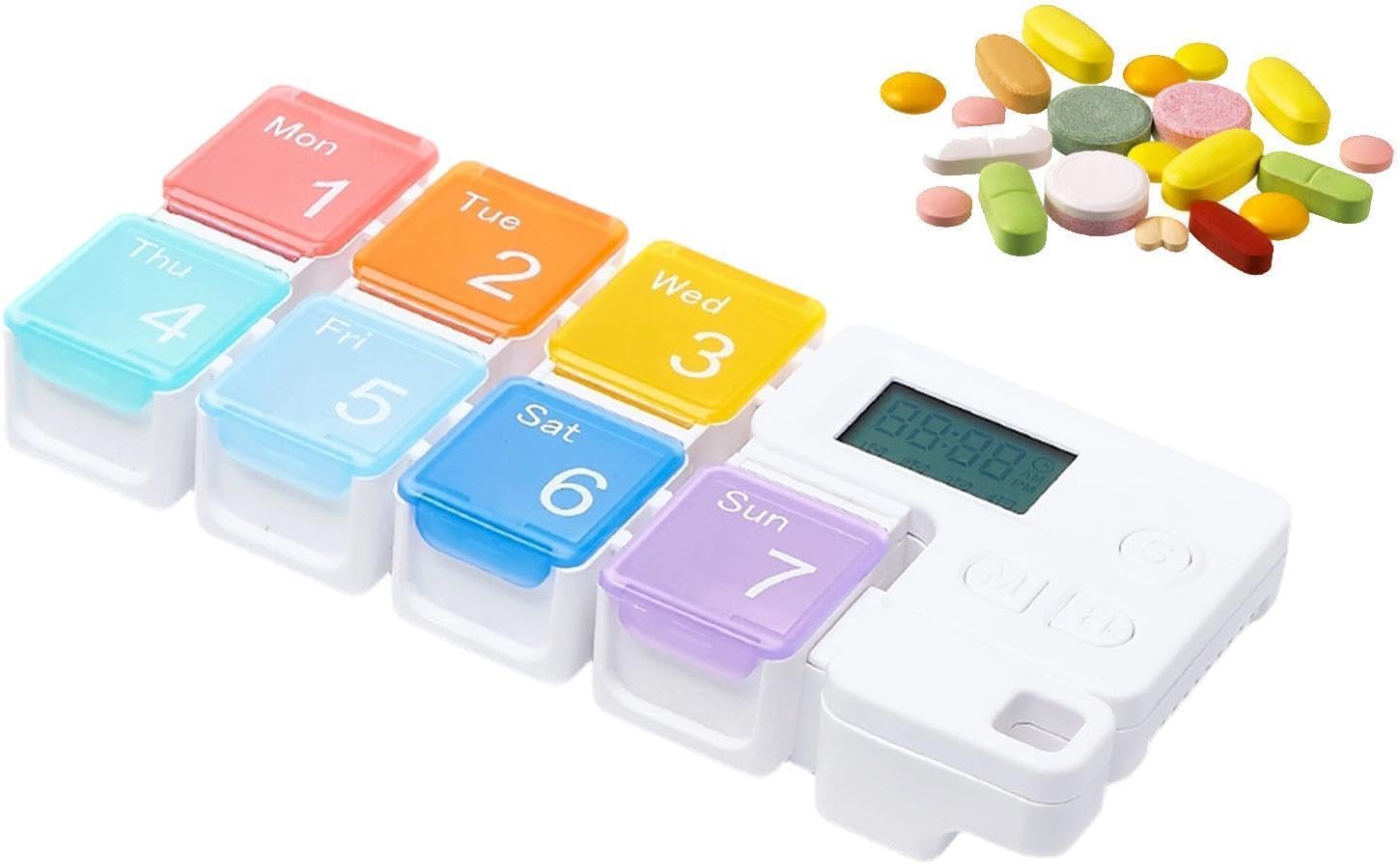 Organizador de pastilla Reloj inteligente con alarma dispensador medicina