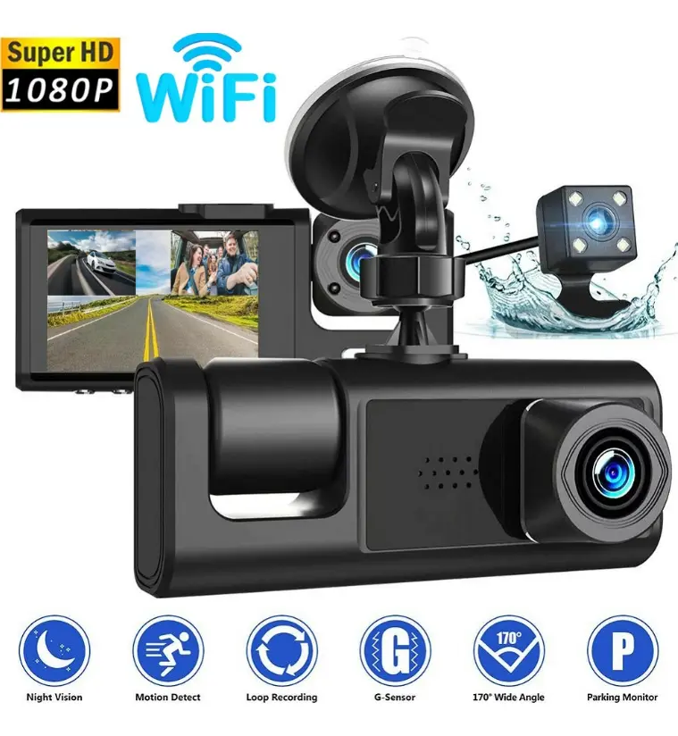 Dashcam Camara Grabador Vídeo Dvr Parabrisas Vehículo Carro HD con retroceso