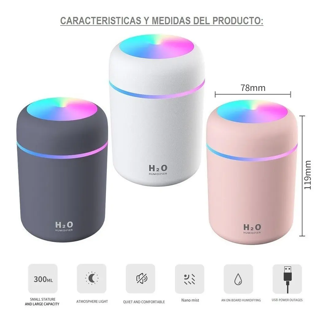 Humidificador Difusor Aromaterapia Portable Carro USB RGB