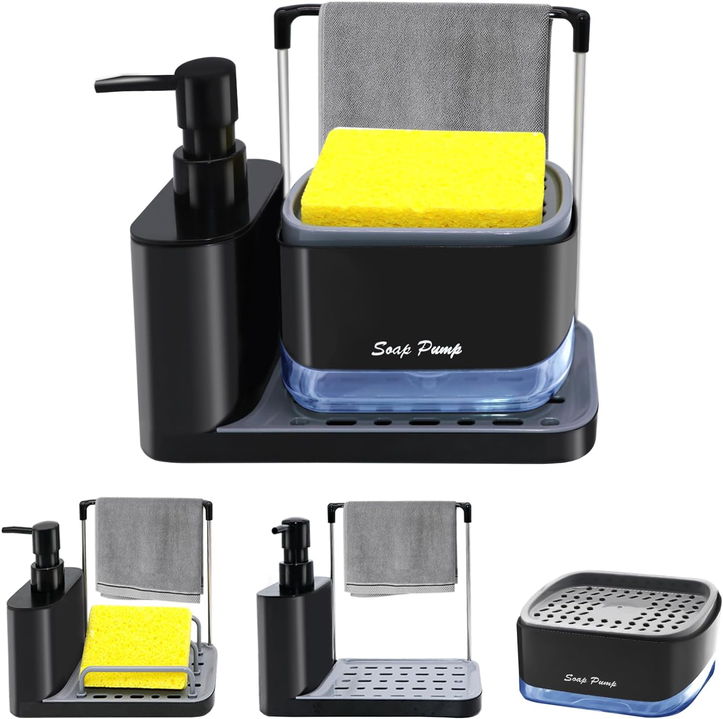 Dispensador de jabon liquido para fregadero esponja doble 4 en 1 