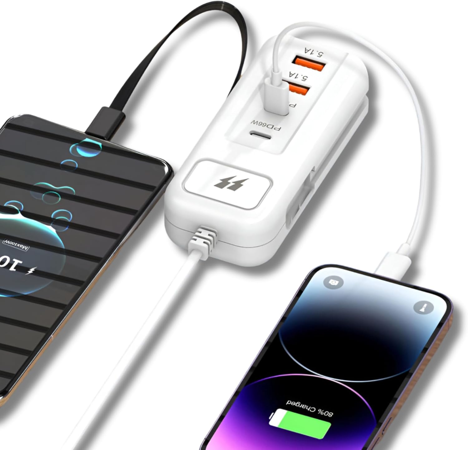 Cargador multicarga rapida 66W con USB y tipo C 4 Puertos