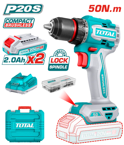 TALADRO INALAMBRICO 20V BL 50NM TOTAL